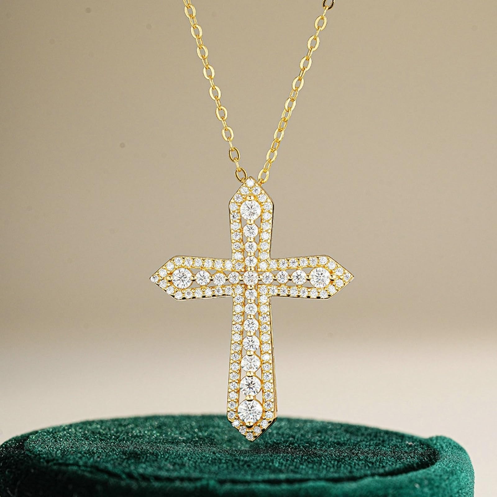 Naszyjnik damski 750, krzyżyki, 18 K żółte złoto, zawieszka charms na 60. urodziny z moissanit dla dziewczyny