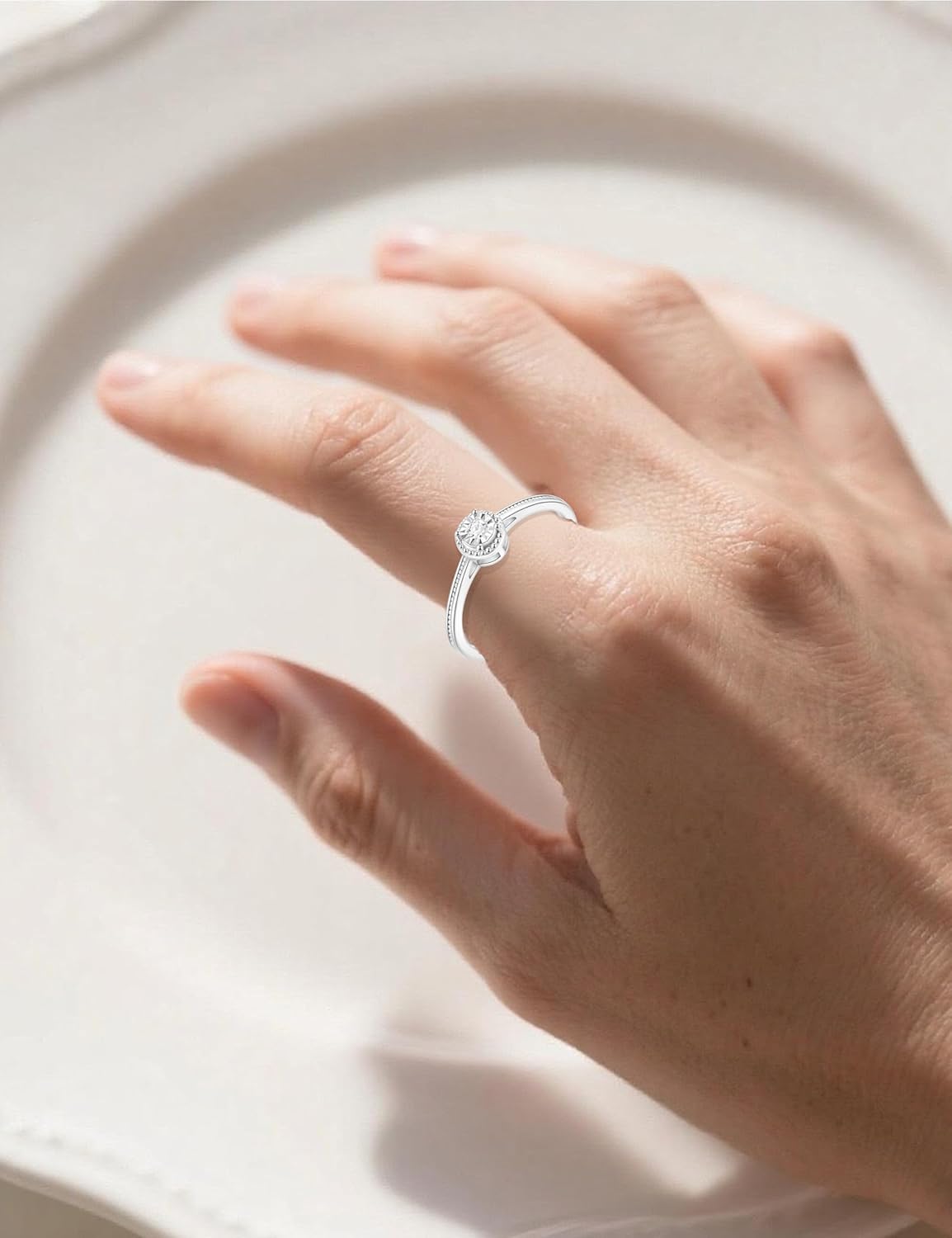 CRITI RORA 925 Sterling Silver Lab Grown Diamond Engagement Ring,Classic Solitaire Promise Wedding Band - Image 11