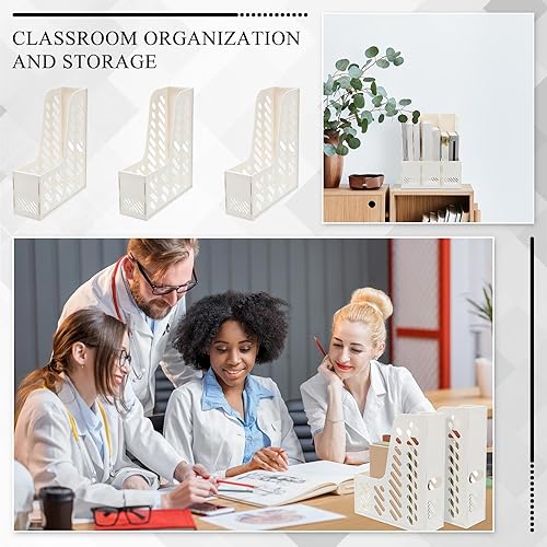 Miniatura 6 de Glenmal Paquete de 12 organizadores de revistas, organizador para escritorio, soporte vertical de plástico para archivos, revistas, accesorios de