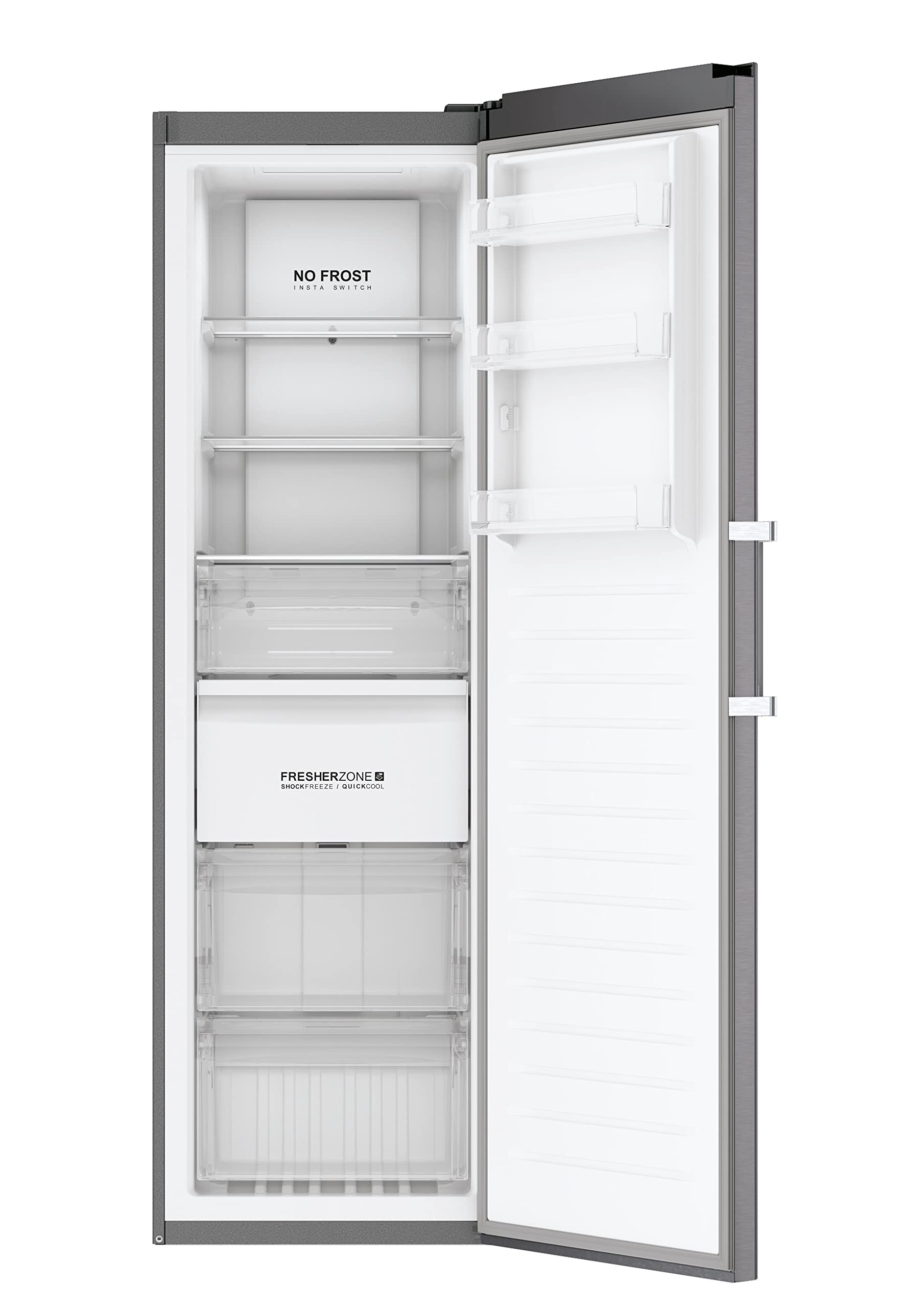 Haier Gefrierschrank H3F330SEH1 | InstaSwitch, Smart hOn App, Nutzvolumen 330 L, Inverter-Kompressor, Fresher Zone, No Frost, Digitales Türdisplay, Silber