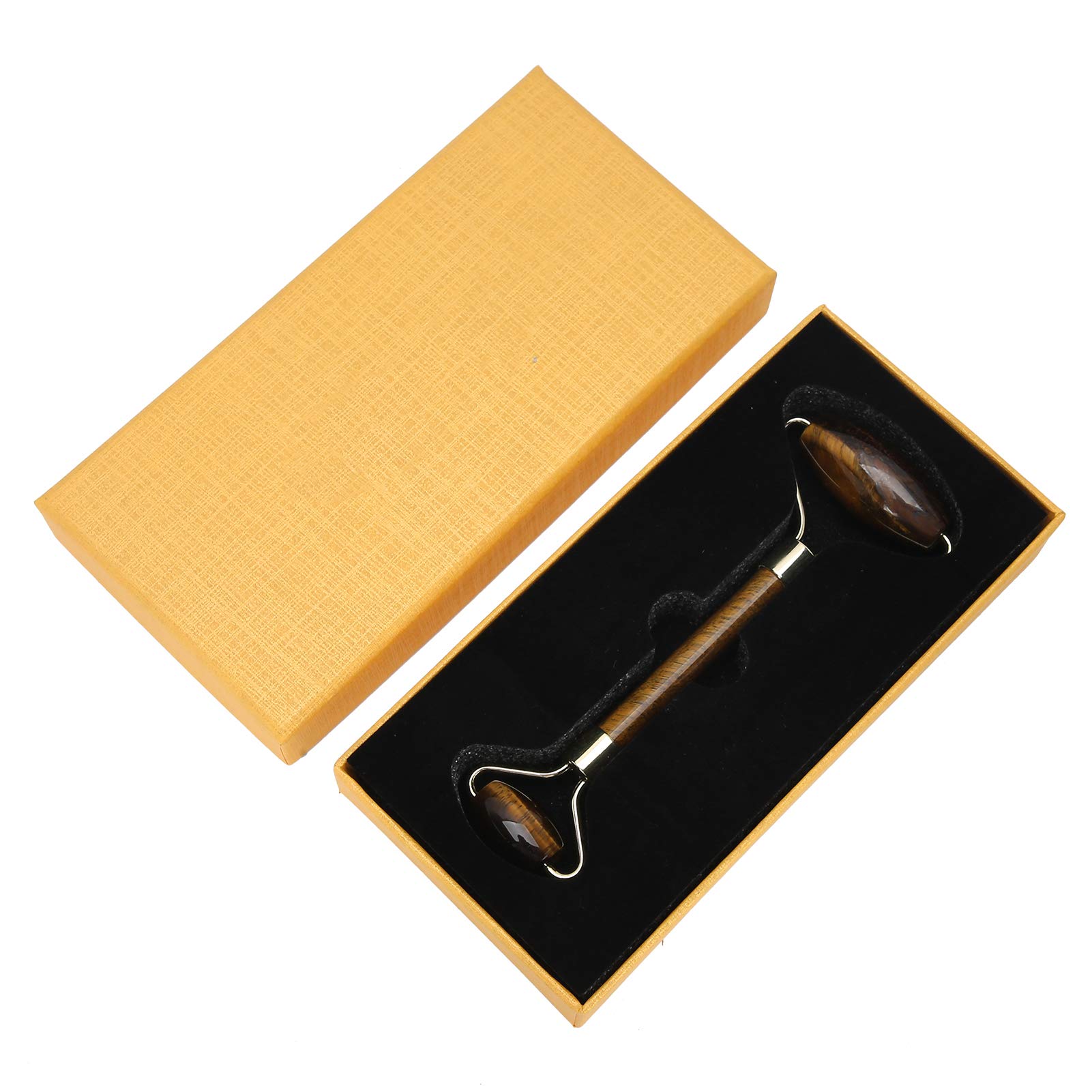 Rodillo de jade, masajeador facial, rodillo facial para piel, ojos, cuello para antienvejecimiento, reduce las arrugas de los ojos y la circulación sanguínea(ámbar)