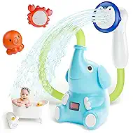 HEMRLY Baby Bath Toys, LED Water Temperature Display, Bath Toys for Infants 6-12 Months with Three Shower Heads, Baby Shower Head for Bath IPX7 Waterproof , Baby Gift for Girls & Boys, Automatic V