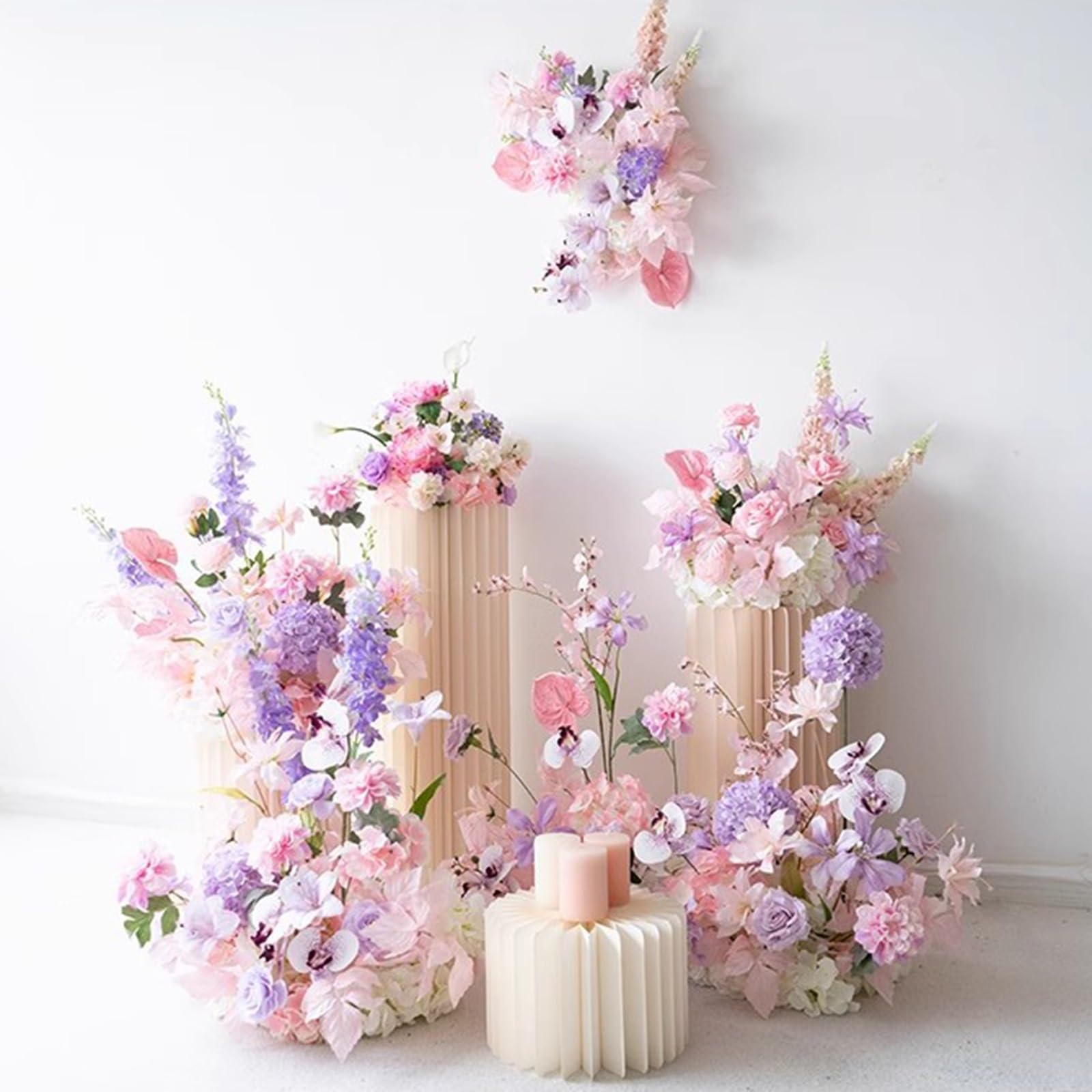 Rosa Hochzeitsdeko-Blumenkugel-Set – 3D-handgefertigte Kunstblumen | Hochzeitsbühnenhintergrund, Outdoor-Aktivitäten, Foto-Requisiten, Heimdekoration