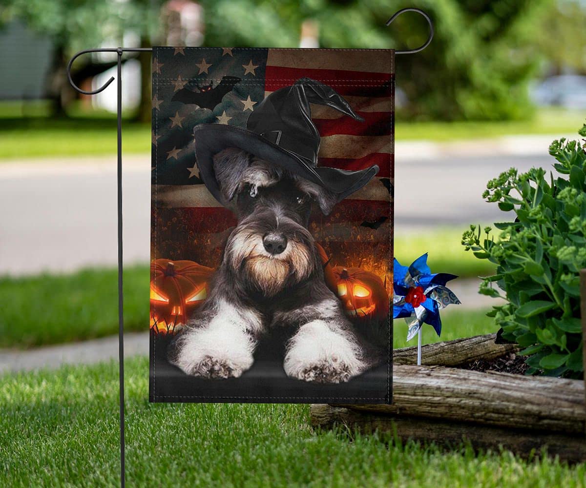 Halloween Gartenflagge – 30,5 X 45,7 Cm, Doppelseitig Mit Schnauzer & Kürbis, Wetterfest