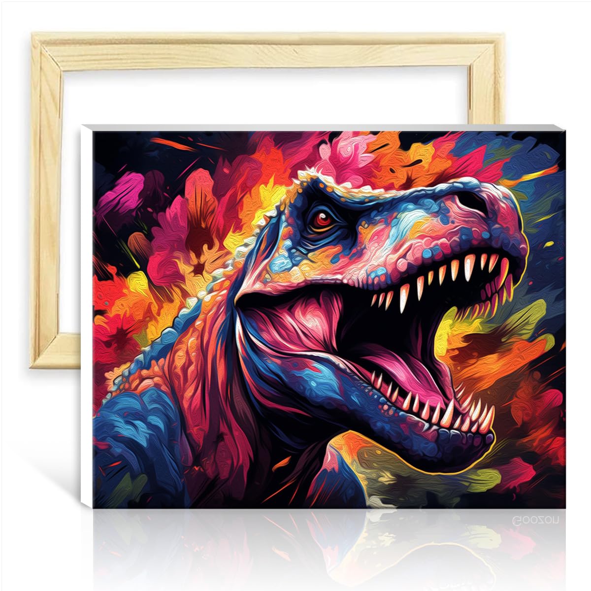 TANGFEIY Paint by Numbers Kits Dinosaur Canvas Oil Painting Kit Kids Acrylic Number with Paintbrushes Arts Crafts Project for Home Wall Decor Gifts No Frame(40x50cm) — image 1