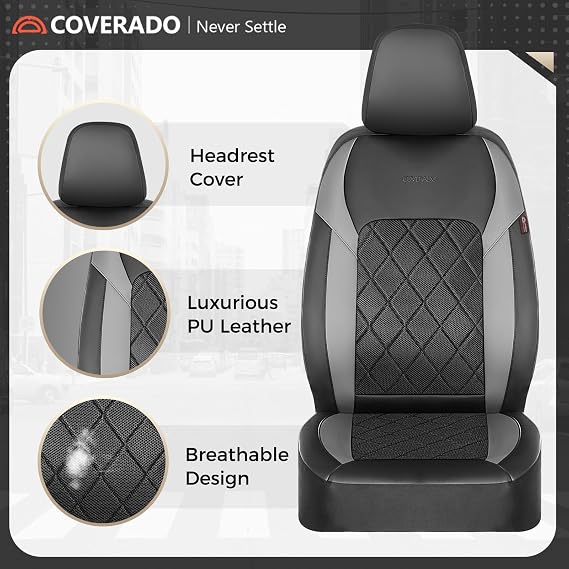 Coverado Car Seat Covers, Seat Covers Full Set, 5 Seats Automotive Seat Cover, Mesh Breathable Seat Protectors, Universal Fit for Most Cars