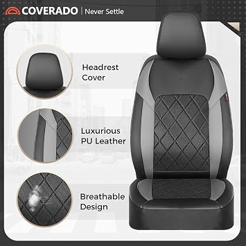 Coverado Car Seat Covers, Seat Covers Full Set, 5 Seats Automotive Seat Cover, Mesh Breathable Seat Protectors, Universal Fit for Most Cars