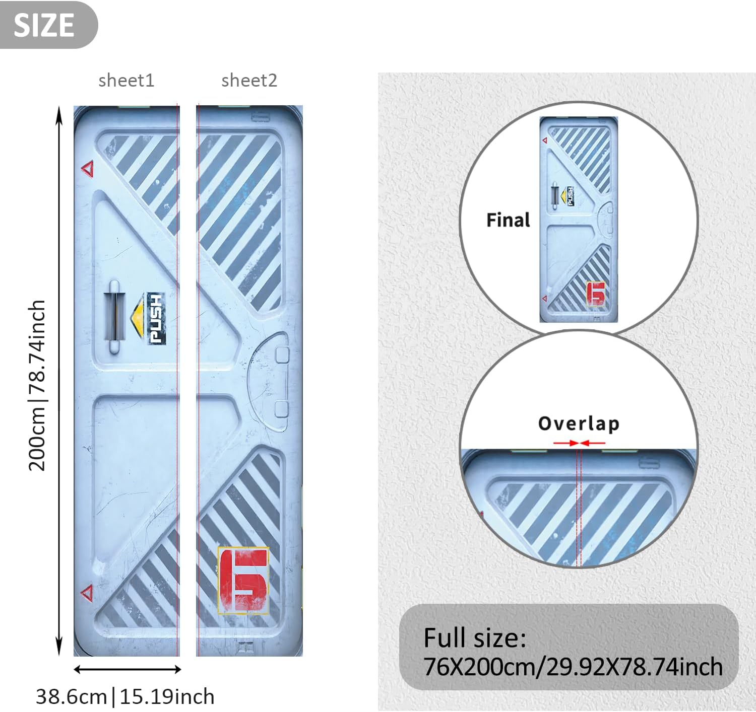 Alwayspon 30x78.7inch Scientific Airlock Self-Adhesive Door Stickers Murals Decals, Art Vinyl Peel and Stick Removable Door Poster Wallpaper for Bedroom Home Decor