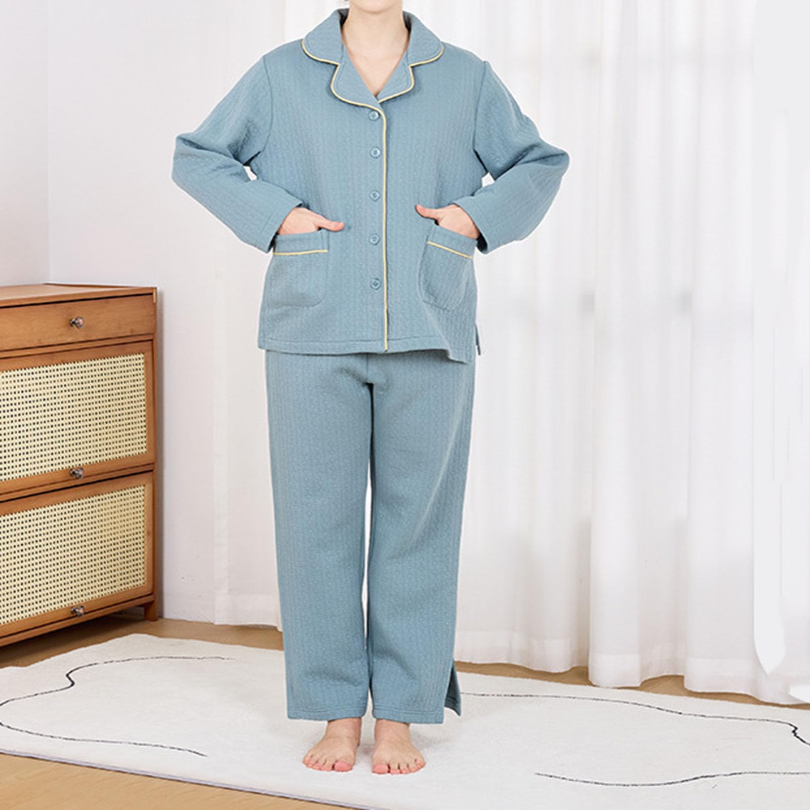 Kleidung Für Bettlägerige Patienten, Leichtes An- Und Ausziehen Für Akupunktur Und Physiotherapie Oder Als Hauskleidung Warme Für Seniorinnen Im Herbst Und Winter B(Suits,L