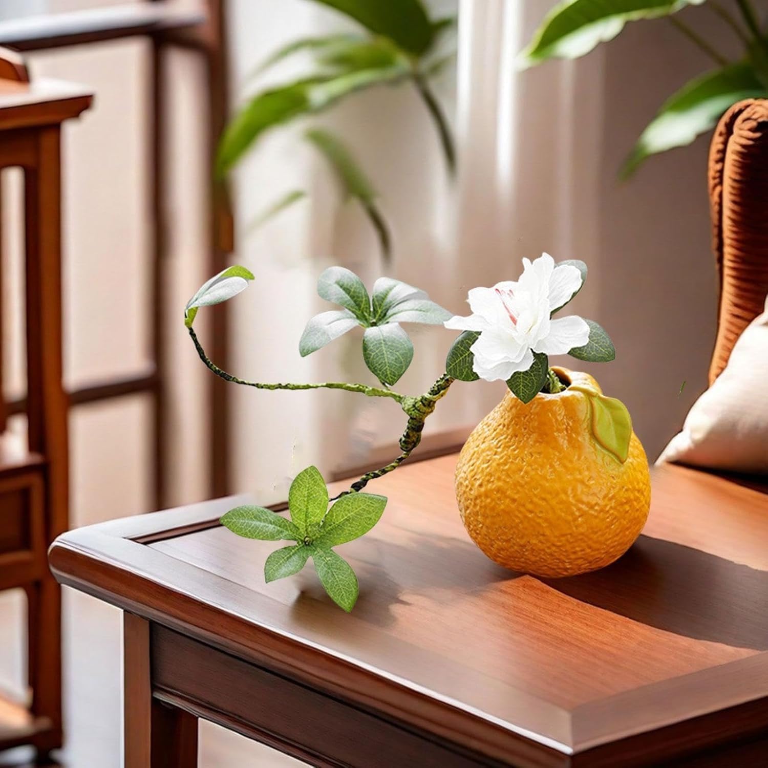 Fenteer Vase de propagation en forme de fruit en céramique pour bureau, salon, cheminée séchée (orange)