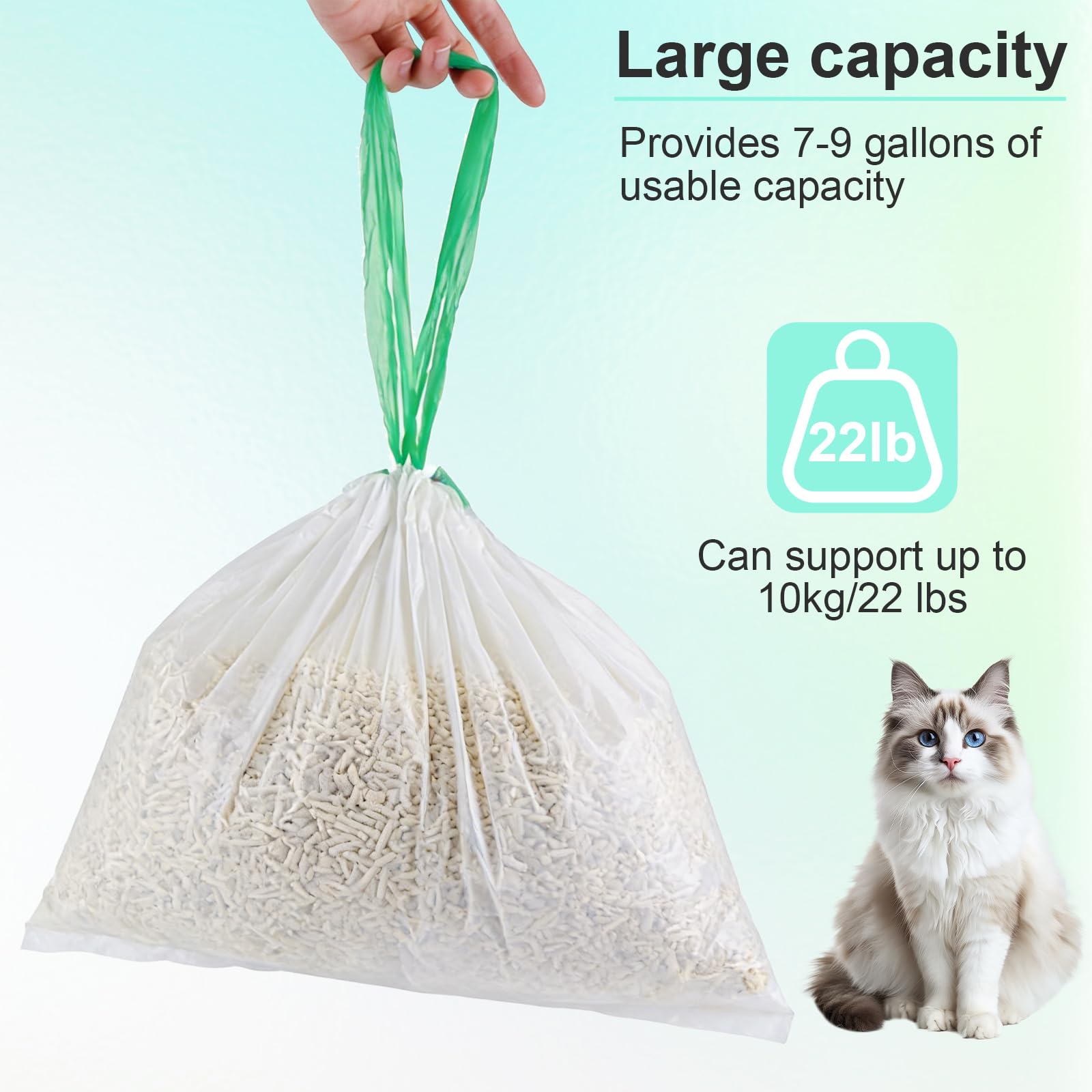 60 sacchetti per lettiera, sacchetti per toilette per gatti, per toilette elettrica autopulente, biodegradabili, impermeabili, resistenti allo strappo, 58x35 cm
