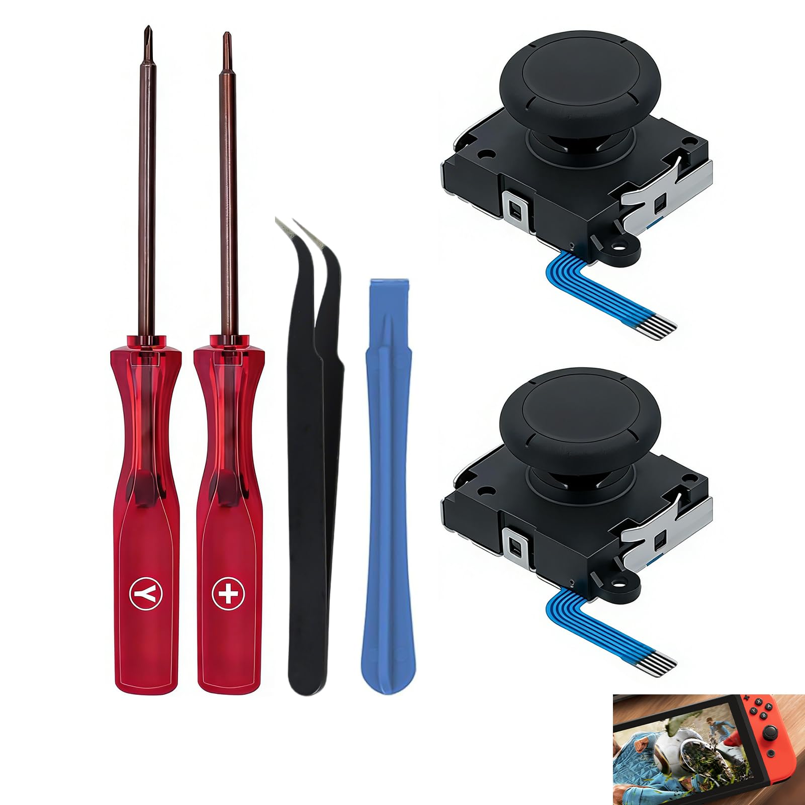 6 Piezas Switch Joystick Reemplazo, 3D Analog Joycon Joystick para NS Switch Switch OLED Switch Lite con Kit de Herramientas de Reparación Compatible con Joystick Dañado Fallado No apto para Switch 2 — view 7