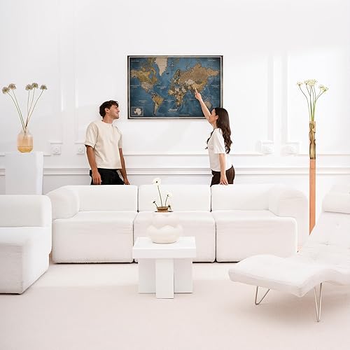 Miniatura 2 de Mapa Mundial de Lona con Tablero de Corcho para Alfileres - Letra Inglesa - Decoración de Pared Decorativa para Todas las Habitaciones - Cuadros de