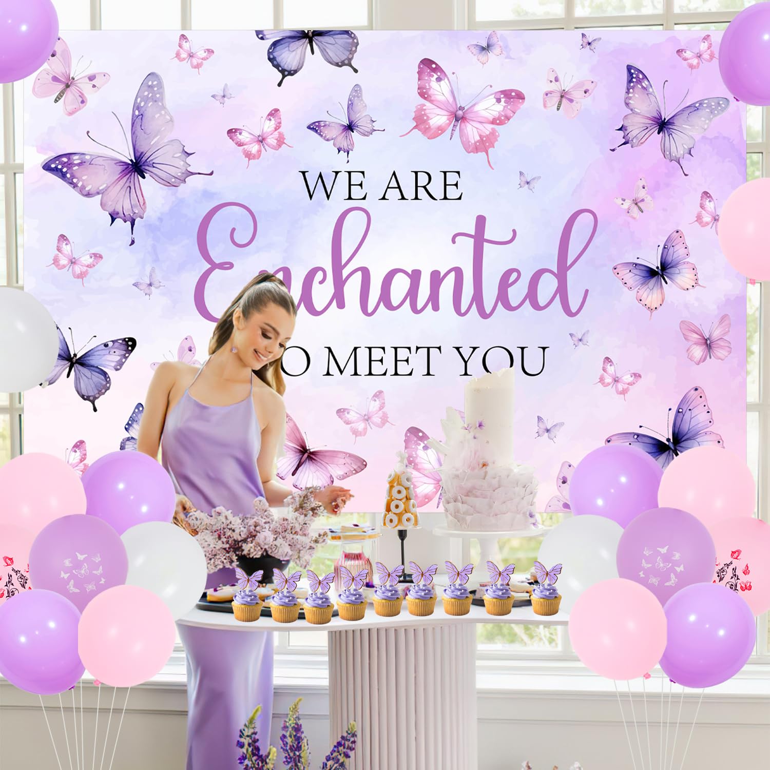 Butterfly Cake Toppers Baby Shower A Little Butterfly Is On The Way Baby  Shower Purple Butterfly Cake Decorations, image size:1500x1500