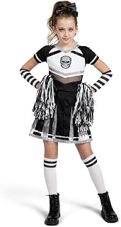 Spooktacular Creations Cheerleader Costume for Girls, Black Scary Cheerleader Costume, Zombie Fearleader Costume