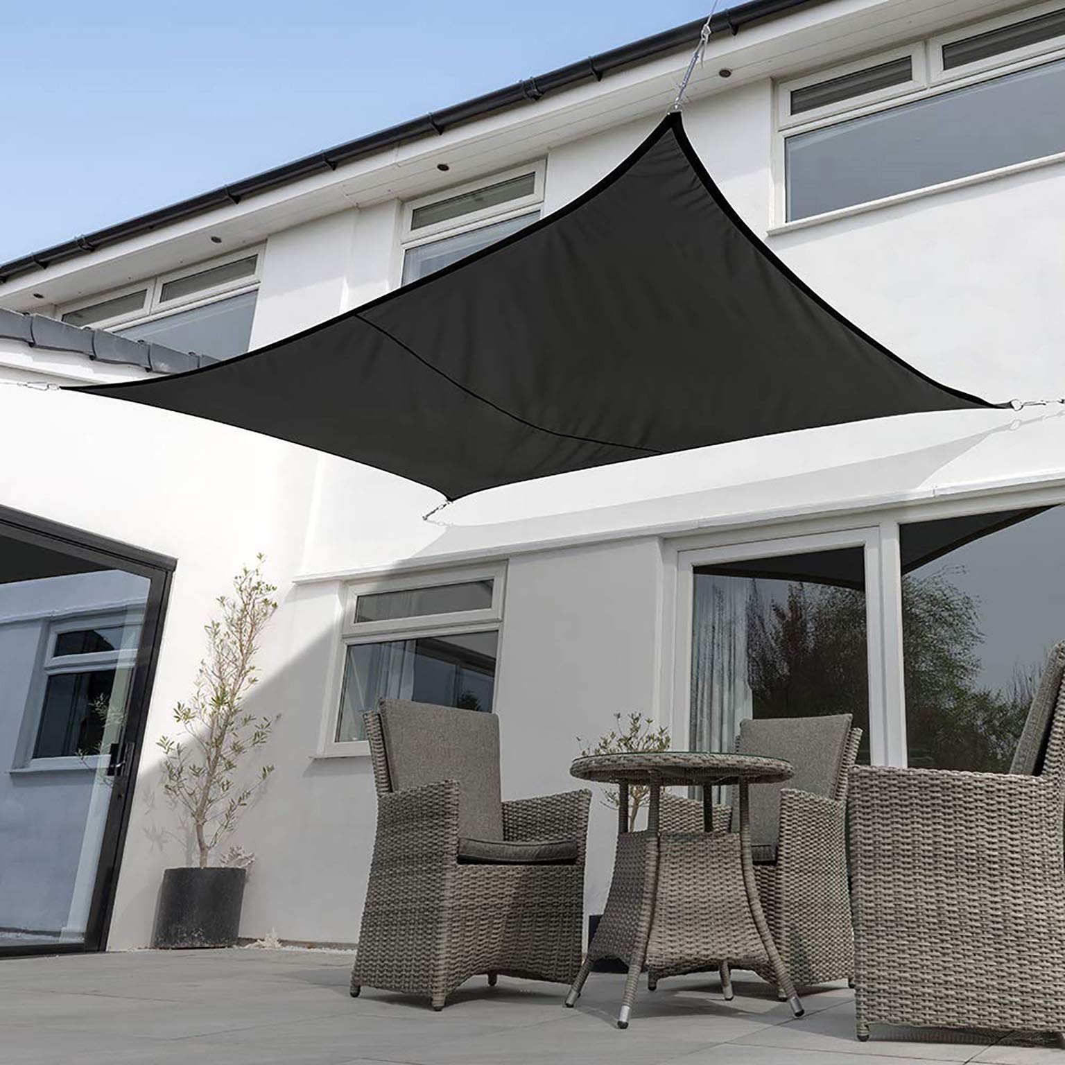 Voile D'ombrage Toile 4X8M, Résistance aux Déchirures Toile d'ombrage Rectangulaire Protection Solaire Compris Corde de Fixation Tissu Oxford pour Carport Gris Foncé