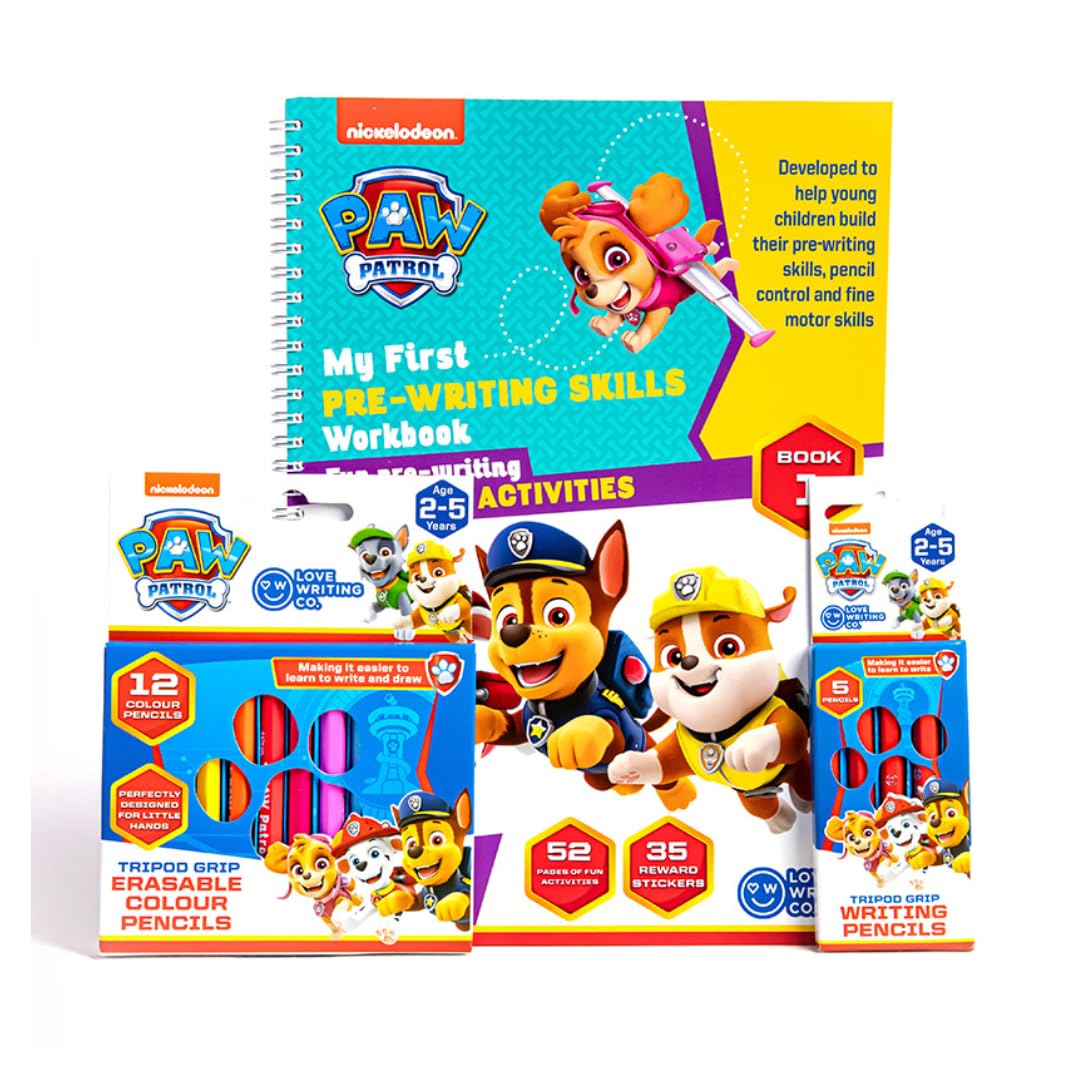 Love Writing Co. My First PAW PATROL Pre-Writing Skills Bundle-First Writing Steps Ages 2+. 52 Page Activity Book