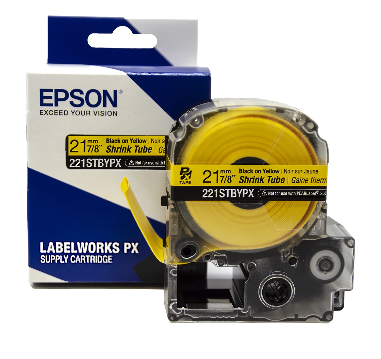 Epson LABELWORKS 221STBYPX Shrink Tube AWG 0000-1 Black on Yellow Shrink Tube - 7/8" (21MM) Wide, 96"