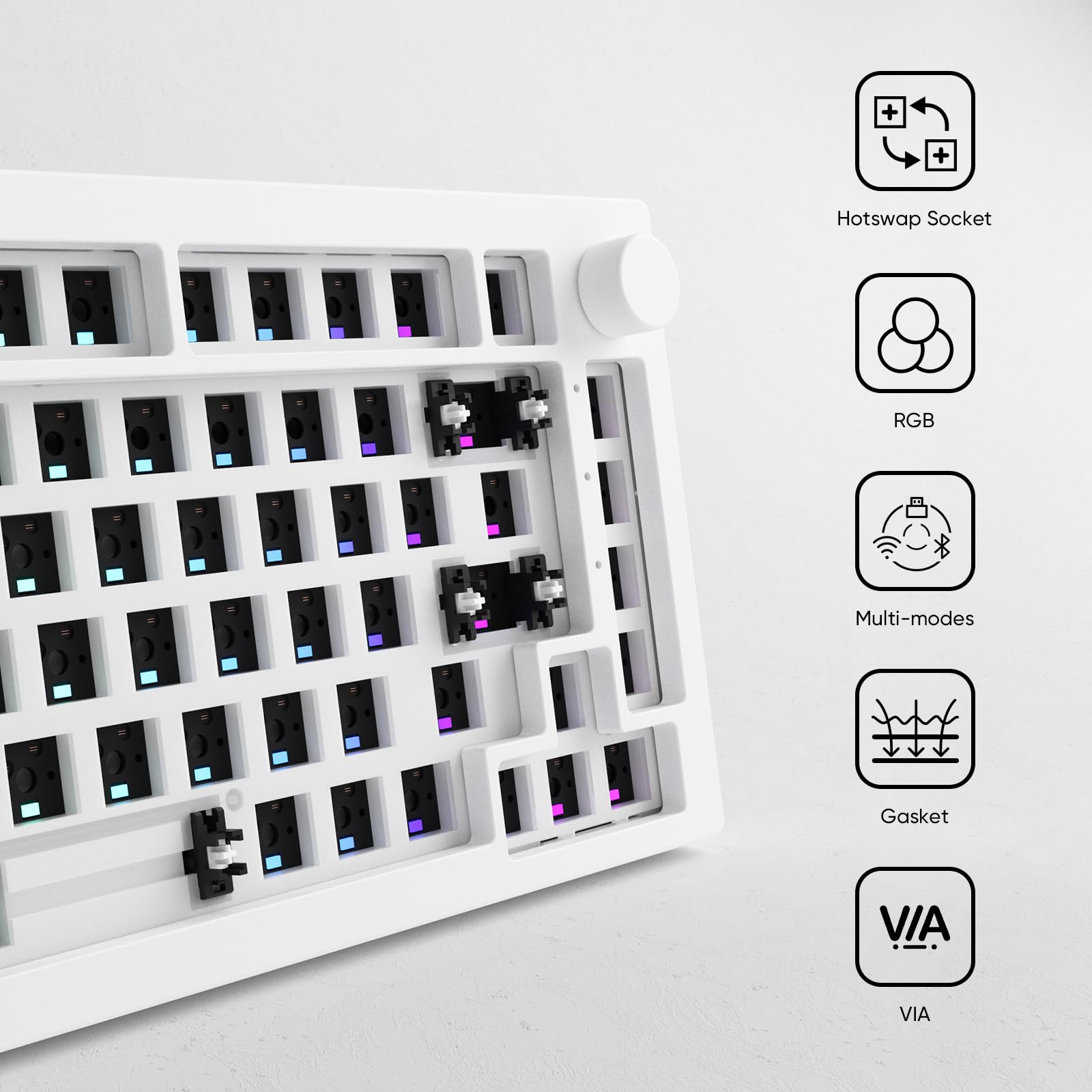 Amazon.com: Akko 5075B Custom Gaming Keyboard Kit White 75% VIA