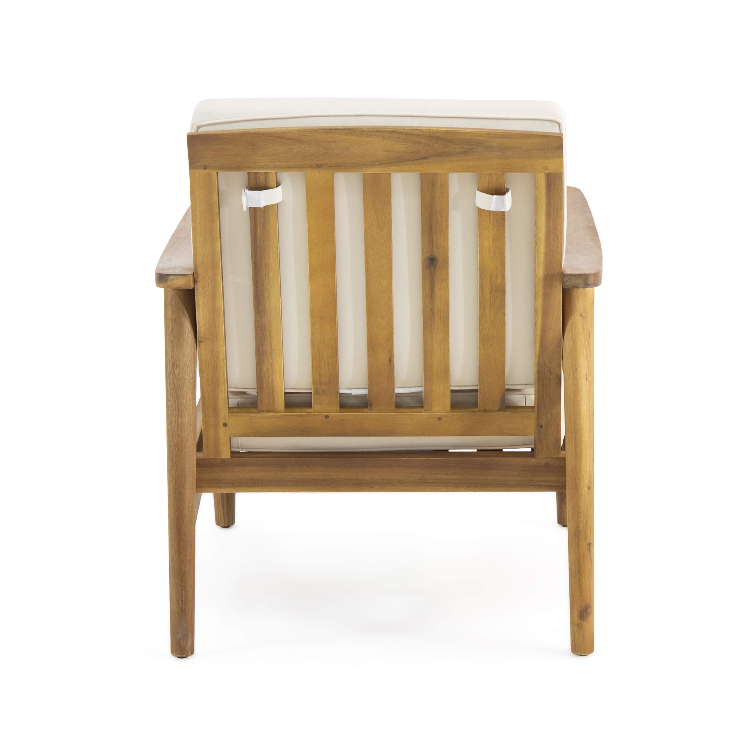 Felix - Silla de club de madera de acacia para exteriores (juego de 2), acabado de teca, beige 3