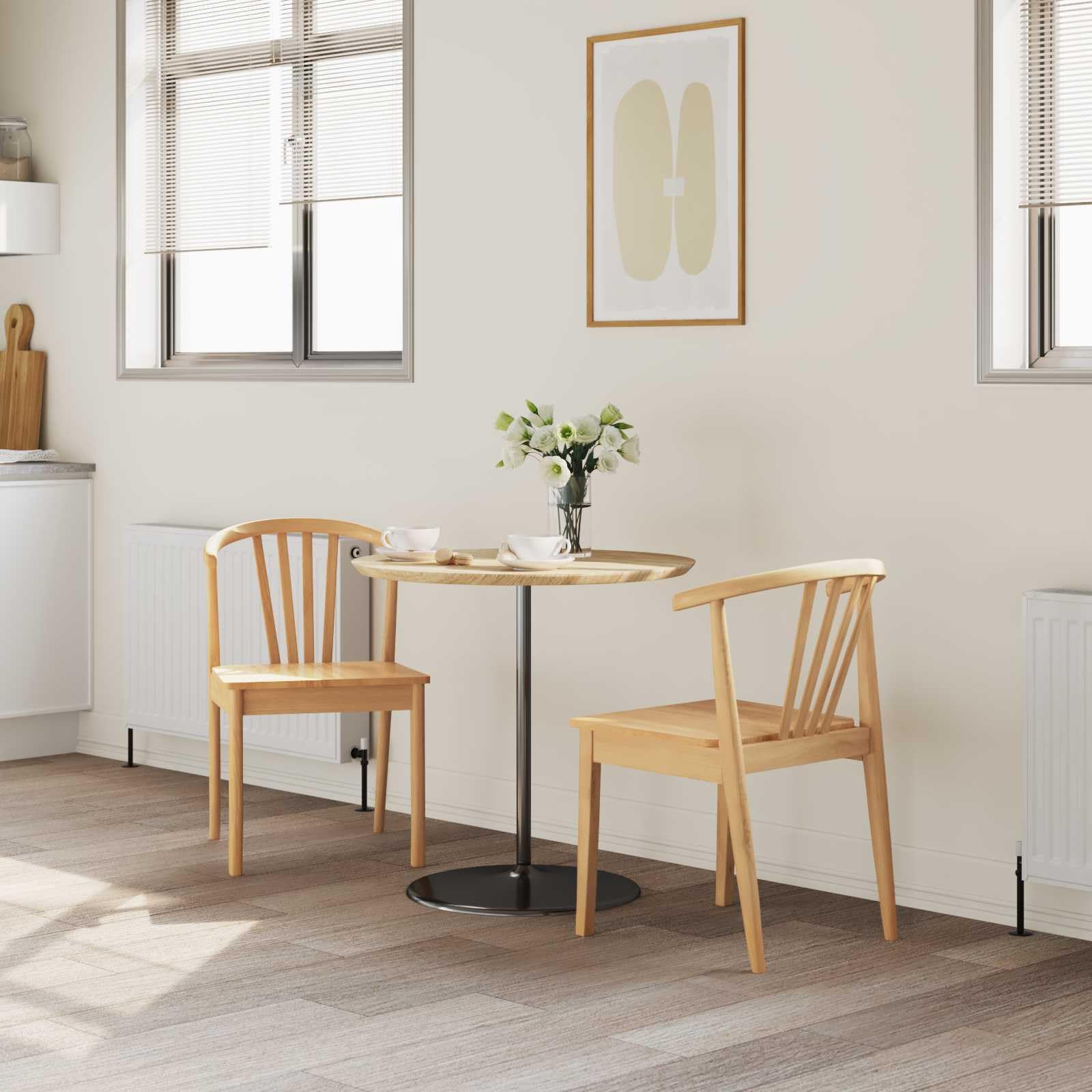 Set di 2 sedie per sala da pranzo in legno massello naturale