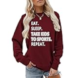 NIBAUQI Eat Sleep Take Kids To Sports Repeat Mom Sweatshirt Mama Sweatshirts Women Winter Spring Top Valentine's Day Gift