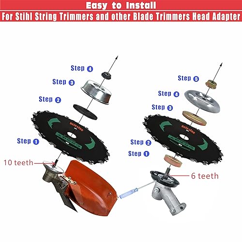 Miniatura 5 de Juego de 2 cuchillas cortadoras de cepillo de dientes de motosierra de 9 pulgadas x 20 T, cuchilla para desbrozadora de malezas con kits de