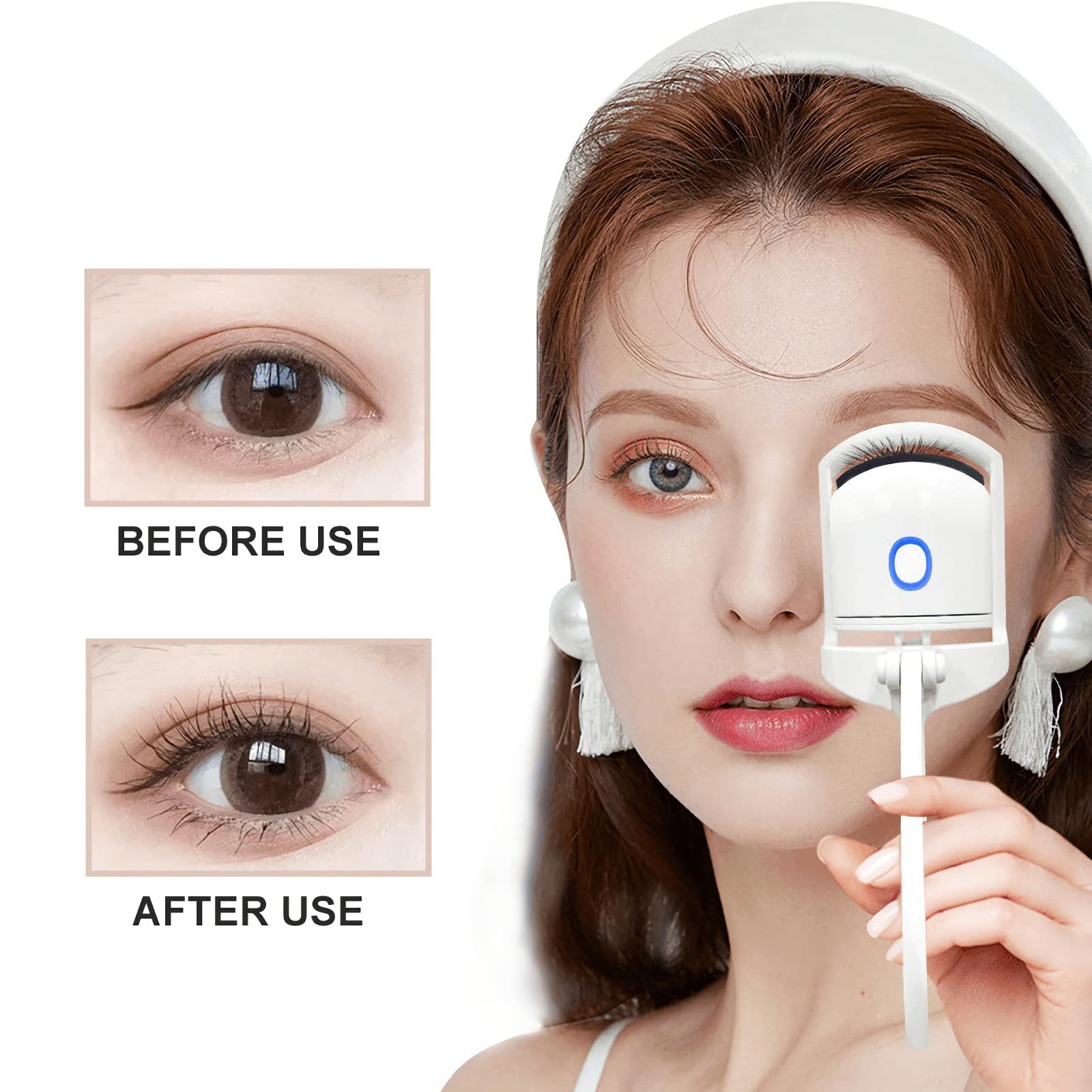 Heated Eyelash Curler, DOPI Electric Eyelash Curlers 2 Heating Modes, Eyelash Heated Curler with Quick Pre-Heat for All Eye Shapes, Ideal Gift for Women Girlfriend (White)