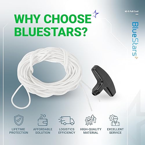 Miniatura 8 de BlueStars Cuerda de arranque de retroceso de 964 pulgadas, 0.138 in, 40 pies con mango de arranque de 3 piezas, compatible con STIHL Poulan