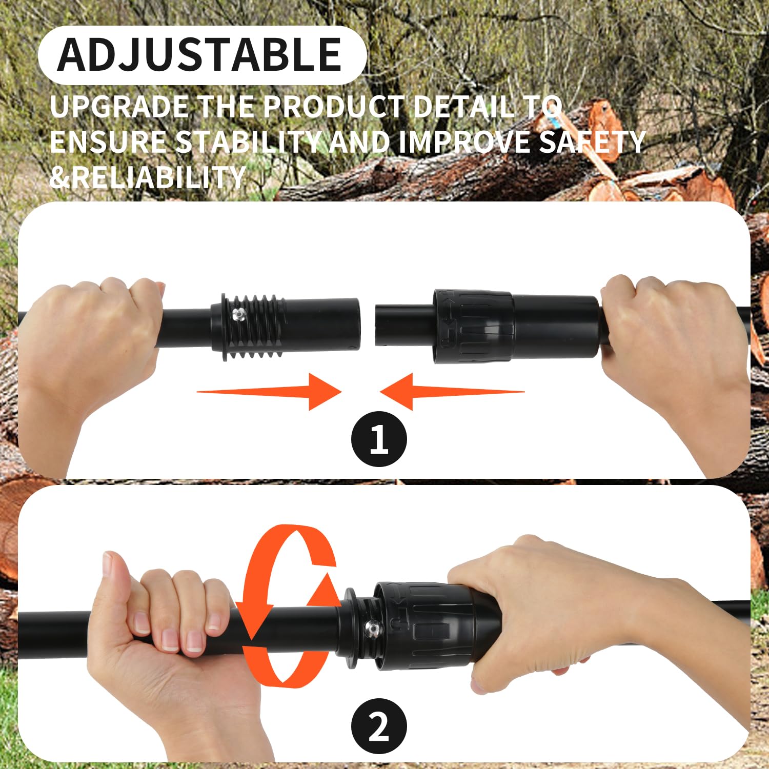 2 in 1 Motosierra Bateria, 8 Pulgadas Sierra Electrica Podar Arboles con Batería de 4000mAh, Serrucho de Poda, 30ML Depósito de Aceite, Length 2.25M Podadora Electrica Bateria (con 2 Batería)