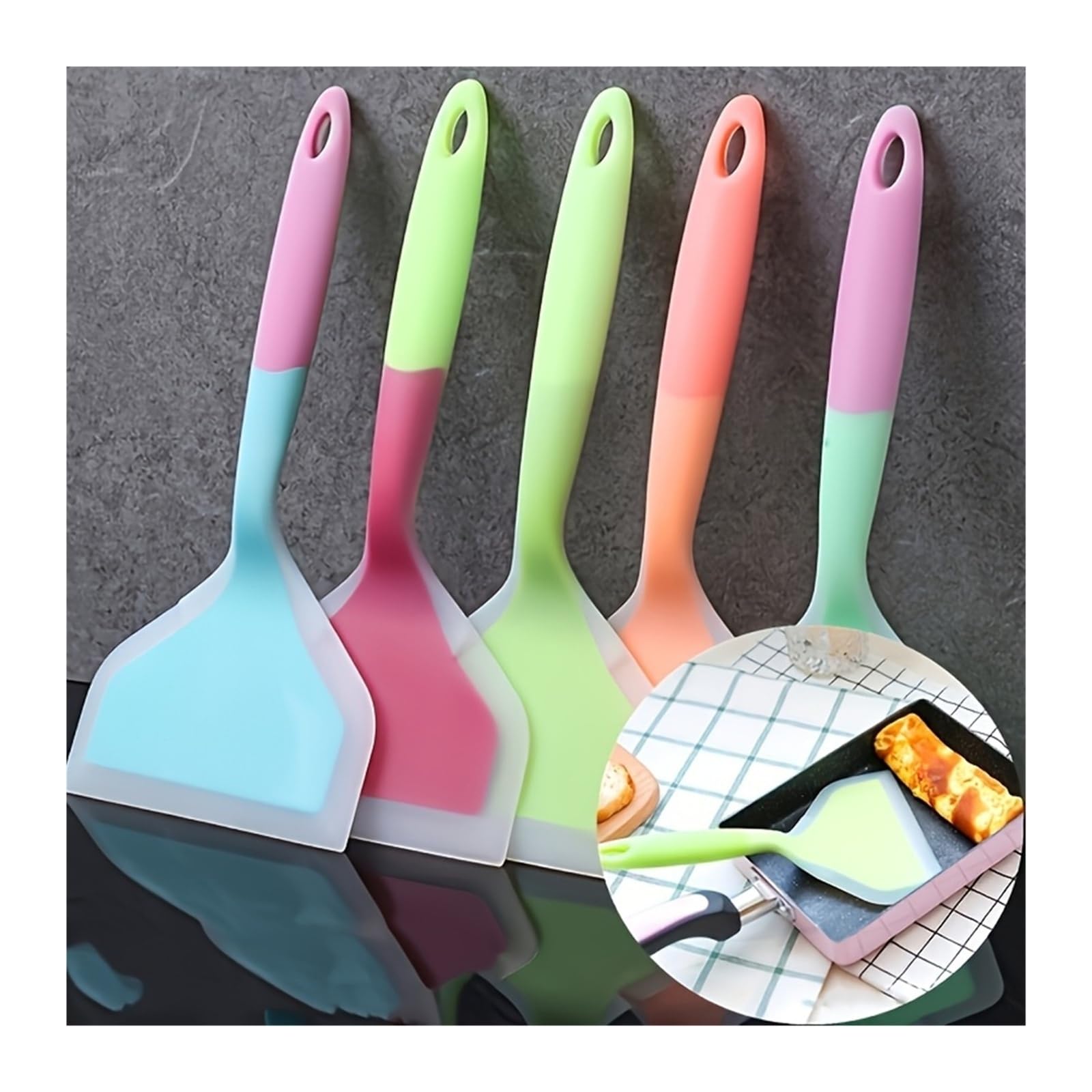 Pfannenwender aus lebensmittelechtem Silikon, hitzebeständig, antihaftbeschichtet, for Backen von Grillpfannkuchen, spülmaschinenfestes Küchenwerkzeug(Orange)