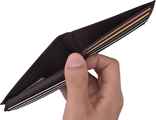 Miniatura 7 de Billetera plegable clásica de nailon para hombre en colores Billeteras delgadas para niños, Marrón