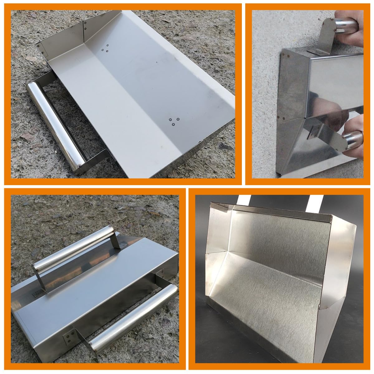 Lurrose Cazzuola per Intonaco in Acciaio Inox 323x200x50mm, Strumento di Raschiatura per Muratura, Bordatore per Cemento Design Ergonomico per Finiture Interne ed Esterne, Utensile