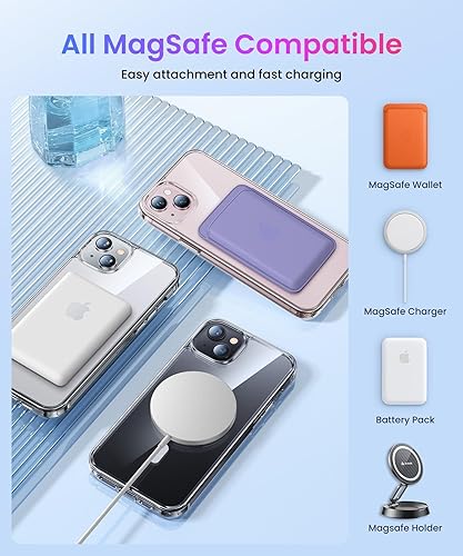Miniatura 4 de Danmus Funda magnética para iPhone 15 Plus compatible con MagSafe no amarillenta protección militar contra caídas con soporte de anillo de 360 para