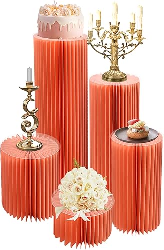 Miniatura 2 de Exhibición de columnas de papel plegables, soportes de pedestal, soportes de pedestal cilíndrico, mesa de postre de pilar romano, soportes