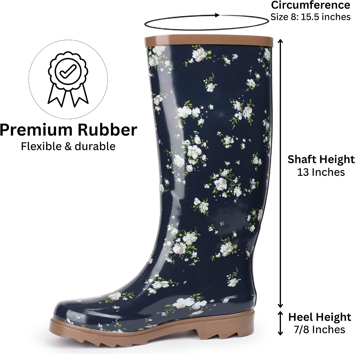 Alpine Swiss Izzy Womens Waterproof Mid Calf Rain Boots | Tall Rubber Garden Boots | Anti-Slip Outdoor Work Mud Boot | Wellington Boots Rain Shoes