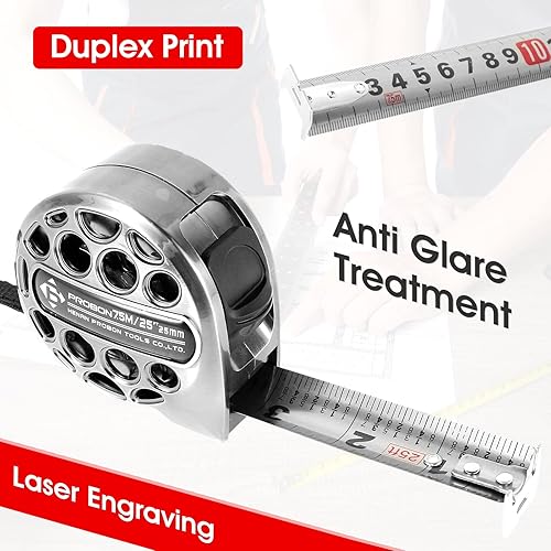 Miniatura 9 de 2 cintas métricas, 9.8 pies, cinta métrica de acero inoxidable con escala de doble cara, impermeable, portátil, retráctil, regla de medida para el