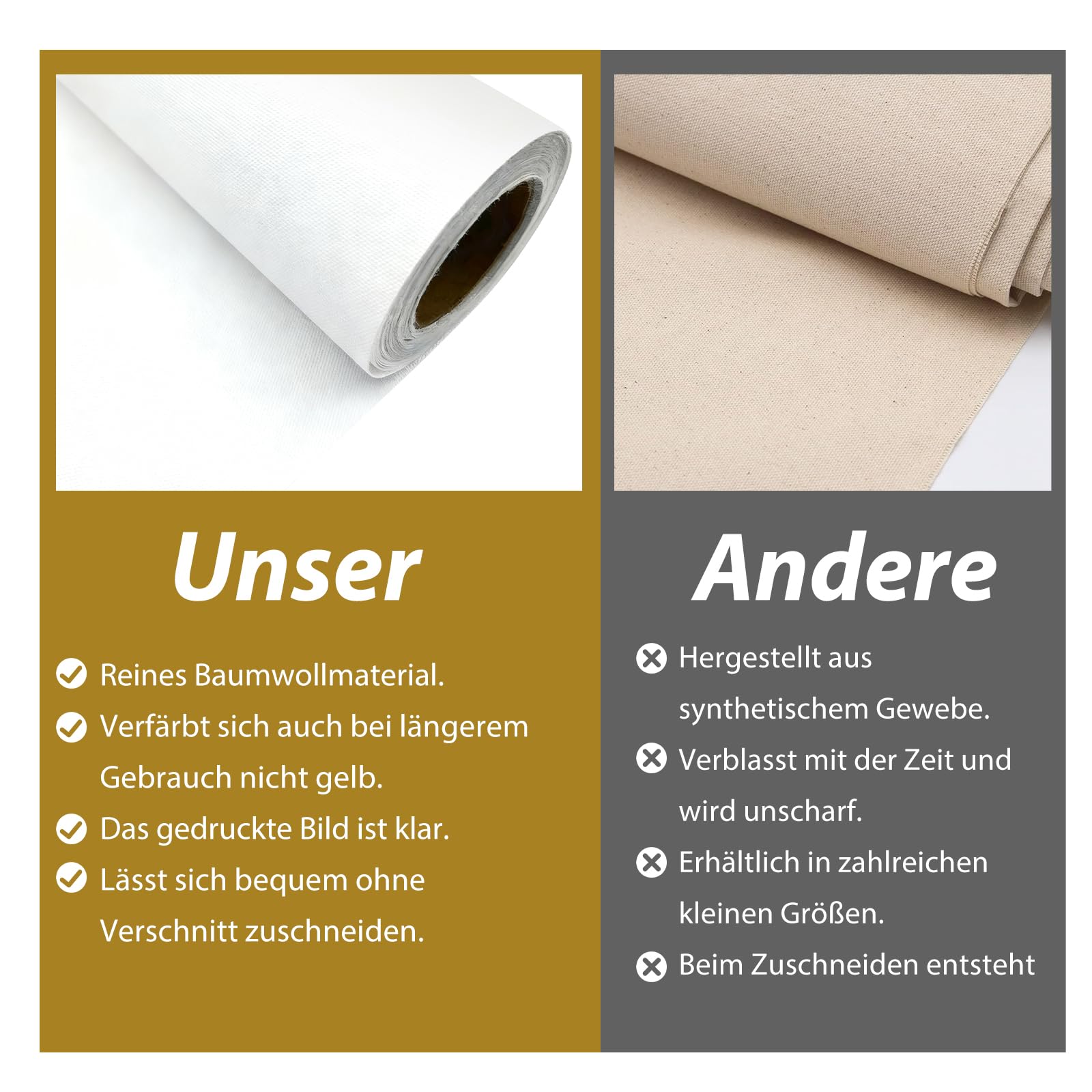 Tela su rotolo, 50 cm x 10 m, 100% cotone, 270 g/m², pronta da dipingere, preprimerizzata, tessuto su tela al metro, resistente agli strappi, per pittura acrilica e ad olio (51 cm x 10 m)