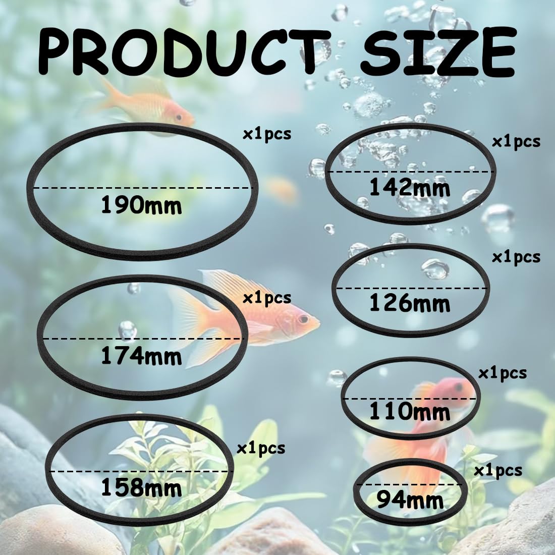 Juego de 7 Anillos flotantes para Plantas de Acuario, Separador Circular Flotante Negro para Plantas, Barrera Protectora y área de alimentación para Peces, Varios tamaños — view 3