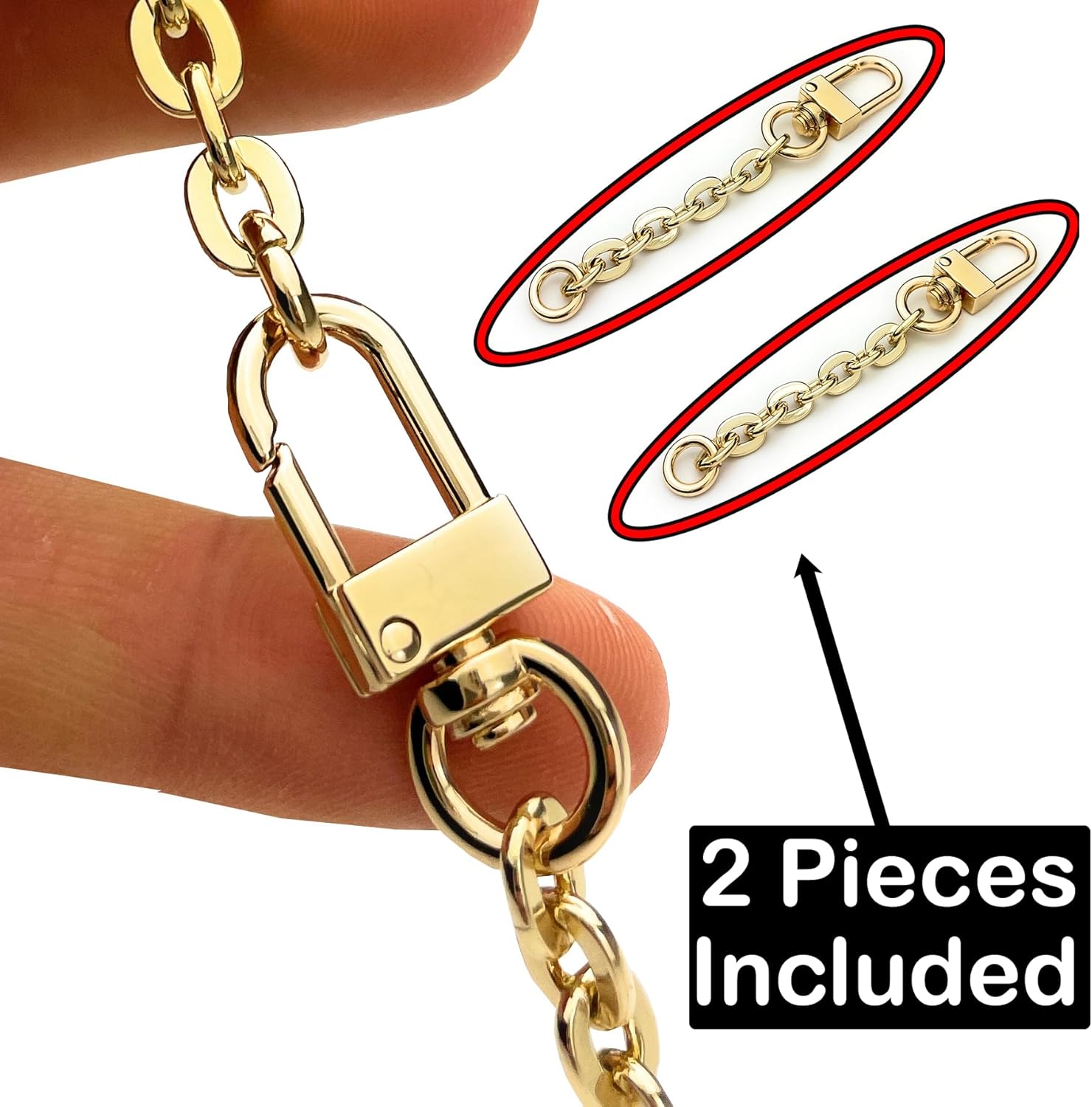 NEXT FASHION NextFashion Purse Chain Extender for Handbag Lengthen Oval 7mm Chain Strap Extender - 5"" Gold - Image 3