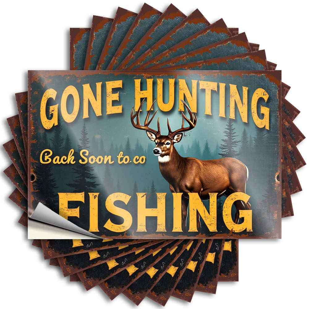 Sticker Cute Bathroom Decor Vinyl Sticker | Gone Hunting, Back Soon to Fishing Books for Interesting Use(8X12CM)