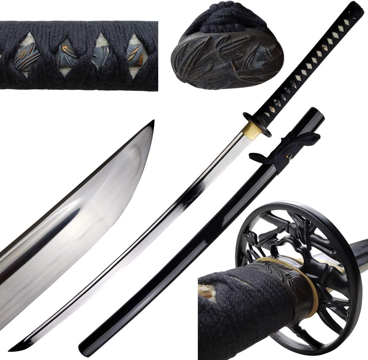 41" Hand Forged Samurai Katana Sword - Maru-Kitae Method with 1060 High Carbon Steel Full Tang Blade - Self Defense Weapons - for Collections, Gifts, or Straw Mat Cutting Practice