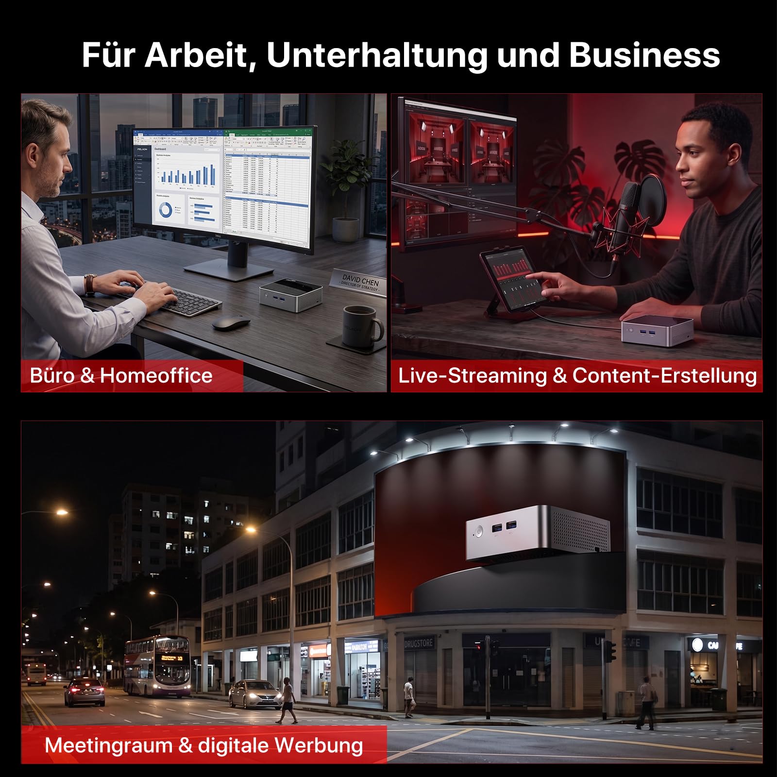 PELADN Mini PC AMD Ryzen 4300U bis zu 3,7 GHz, 8 GB DDR4 RAM, 256 GB SSD, Mini-Computer mit 4K/60Hz Triple-Display über Dual-HDMI und Type-C, WiFi 6, Bluetooth 5.3 für Büro und Homeoffice
