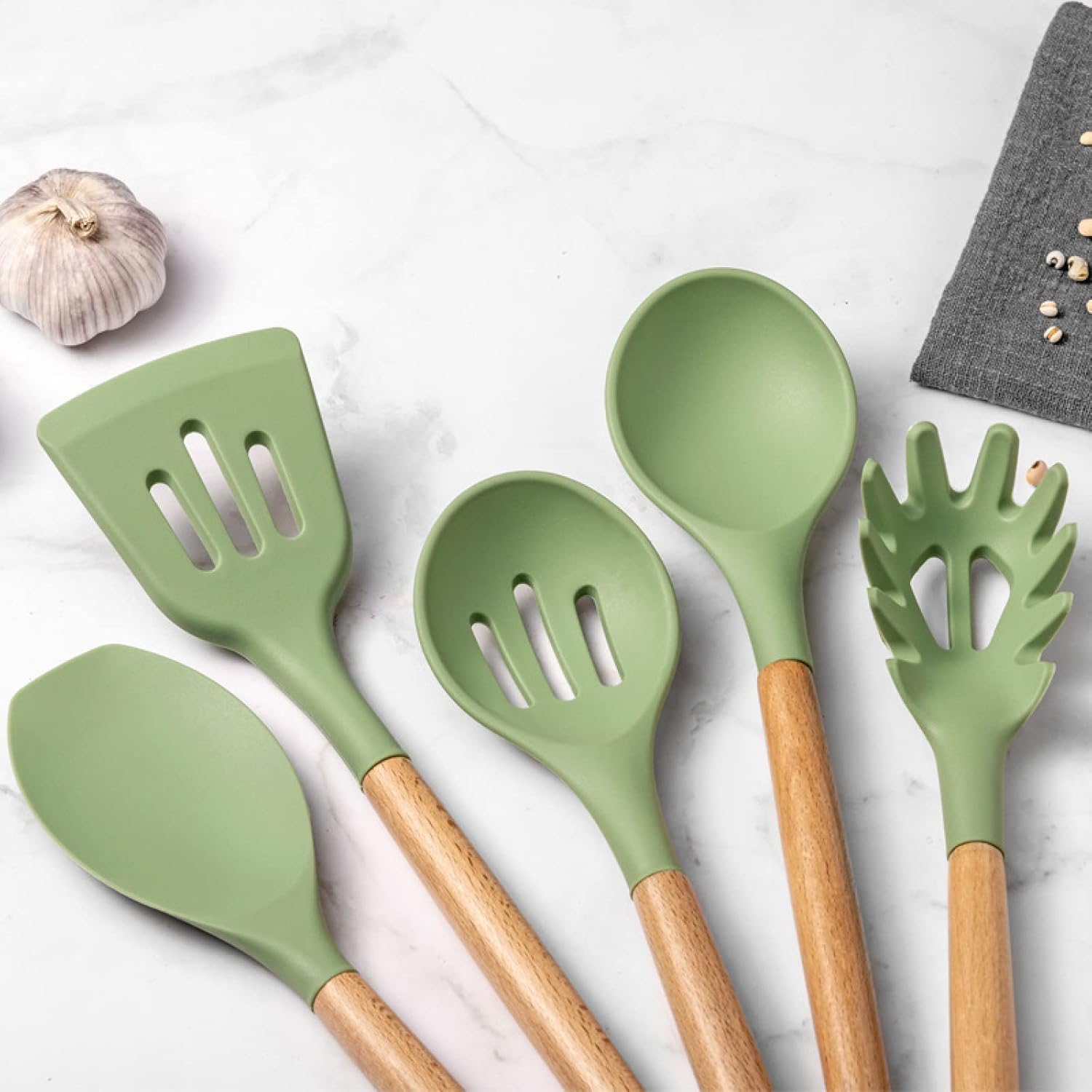 Set di Utensili da Cucina, Set di Utensili da Cucina Utensili da Cucina in Silicone Utensili da Cucina Antiaderenti