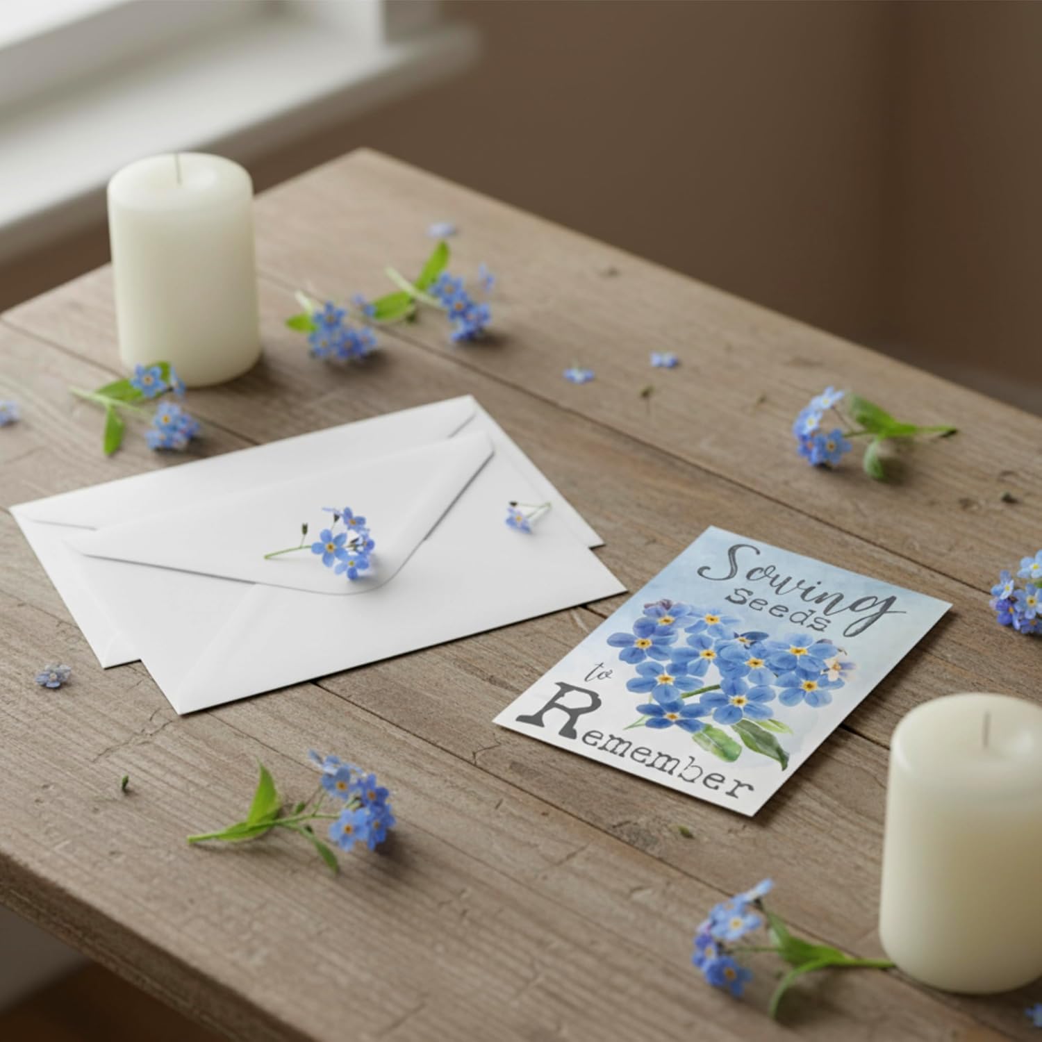 Seed Needs Forget Me Not Seed Packet Favors - Thoughtful Gifts/Handouts for a Memorial or Funeral Service to Remember Loved Ones - Sowing Seeds to Remember (30 Packets)