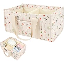 Baby Diaper Caddy Organizer, Baby Nappy Caddy Organizer for Nappy Floral Station Stylish Storage Basket for Newborn Essentials Baby Shower Present for Girl or Boy