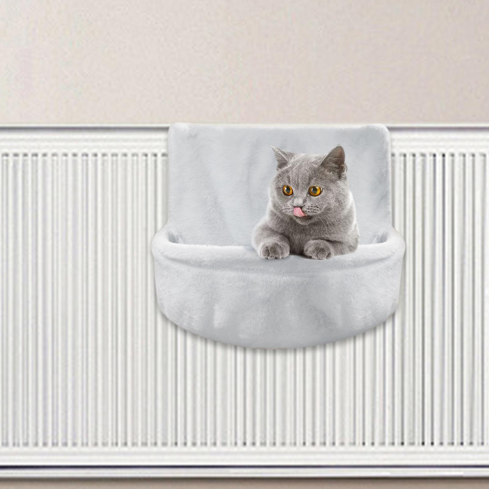 Lit pour Chat sur Radiateur, Support pour 'intérieur, Perchoir pour Fenêtre, Hamac pour Chat, Sac de Rangement pour Balcon, Gris