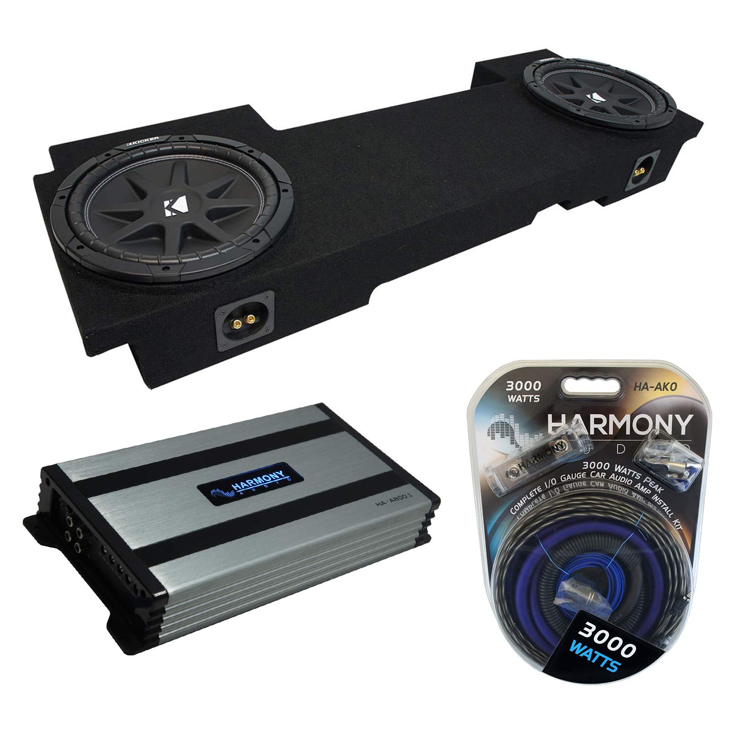 Harmony Audio Compatible with 2002-2013 Chevy Avalanche Underseat Kicker Bundle Comp C12 Dual 12