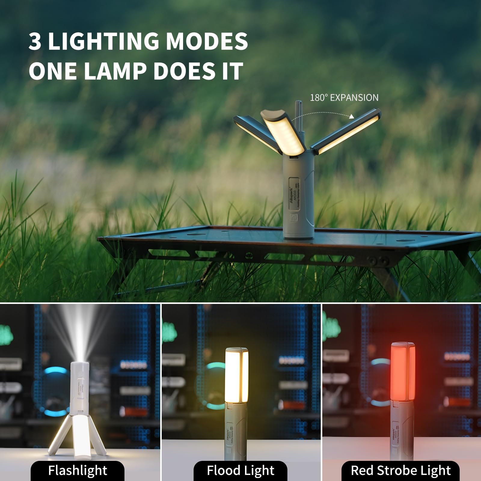 Linterna LED plegable para camping, Allspark USB, recargable, impermeable, luz colgante magnética para huracanes cortes de energía de emergencia, con soporte triangular retráctil