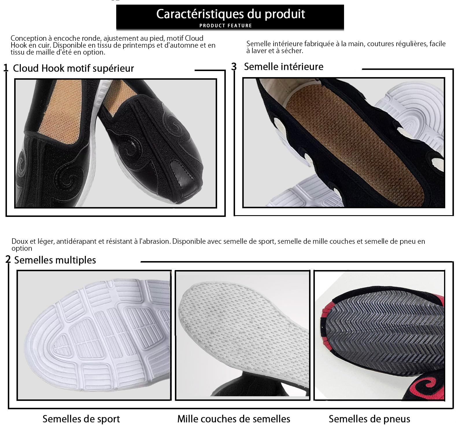 Chaussures Chinoise Tai Chi Kung Fu Arts Martiaux Shaolin Qi Gong Wing Chun
